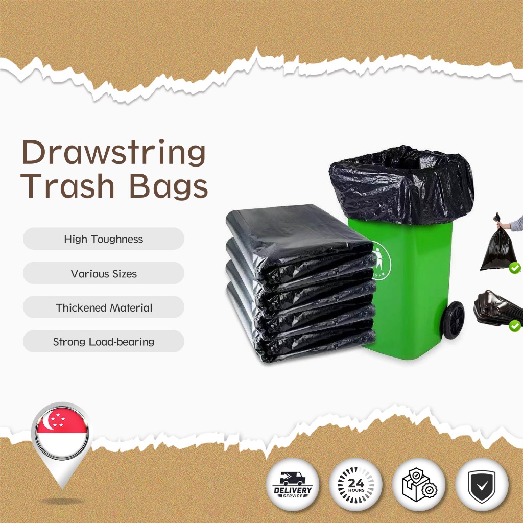 SPOETRY50pcs Big Rubbish Bag/ถังขยะ/Heavy Dutyถุงขยะสําหรับกลางแจ้ง/บ้าน/สํานักงาน/กลางแจ้งRubbish B