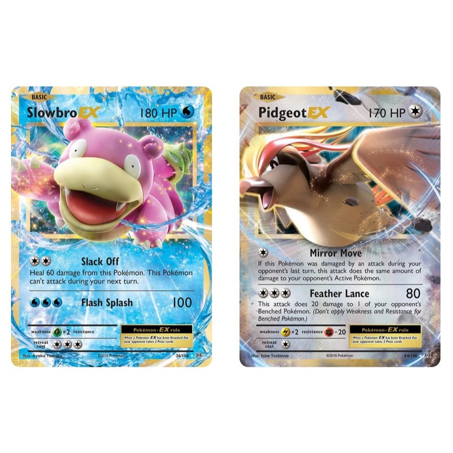 การ์ดโปเกมอนภาษาอังกฤษ Slowbro EX - 26/108 /Pidgeot EX - 64/108 - Ultra XY: Evolutions Singles