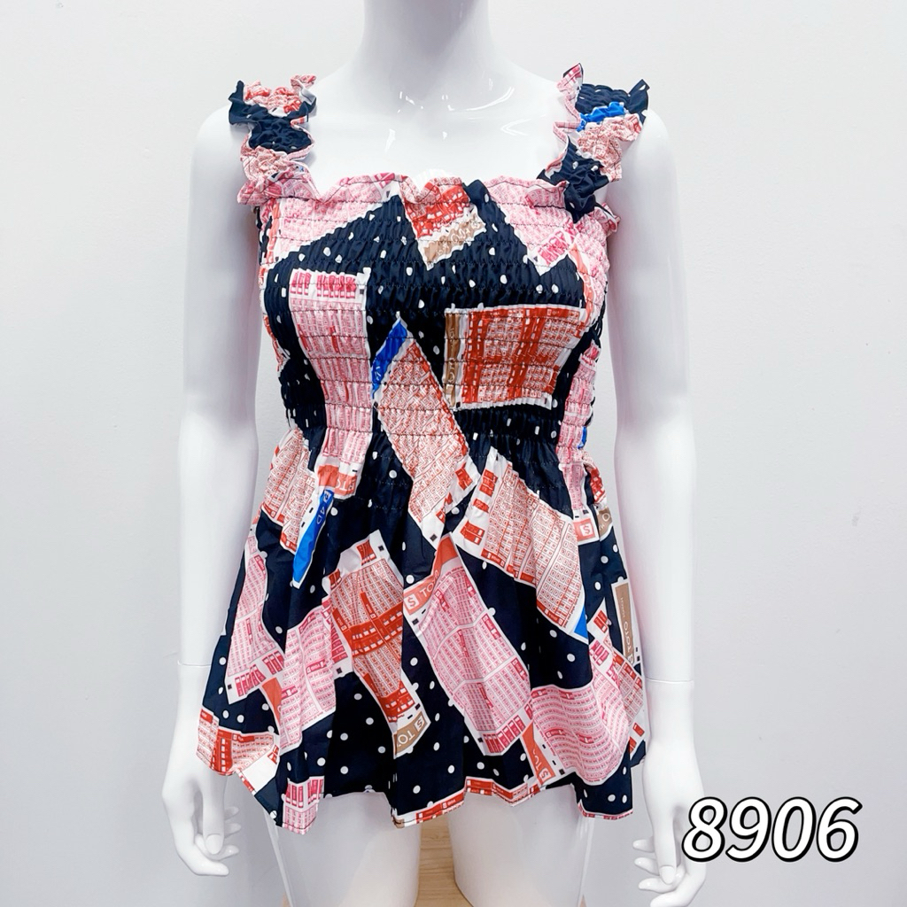 ผู้หญิงเสื้อยาง Smock พิมพ์ 4D TOTO (8906)