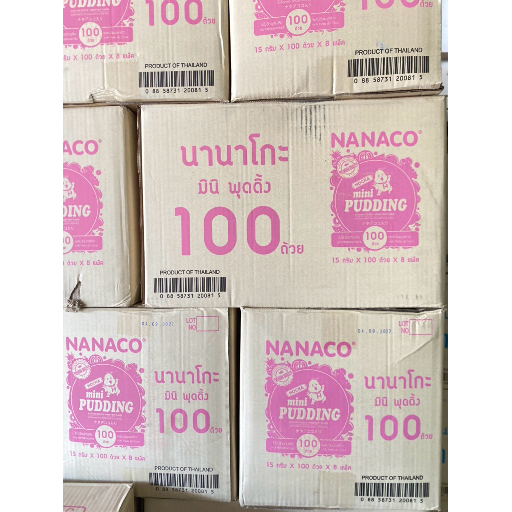 ขายส่ง [ ยกลัง ] นานาโกะ มินิพุดดิ้ง&เจลลี่ ผสมวุ้นมะพร้าว 100 ถ้วย 1 ลัง มี 8 ถุง