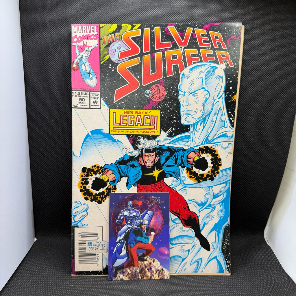 1994 Silver Surfer 90, Marvel Comics, Norrin Radd With Flair Card Silver Surfer Legacy