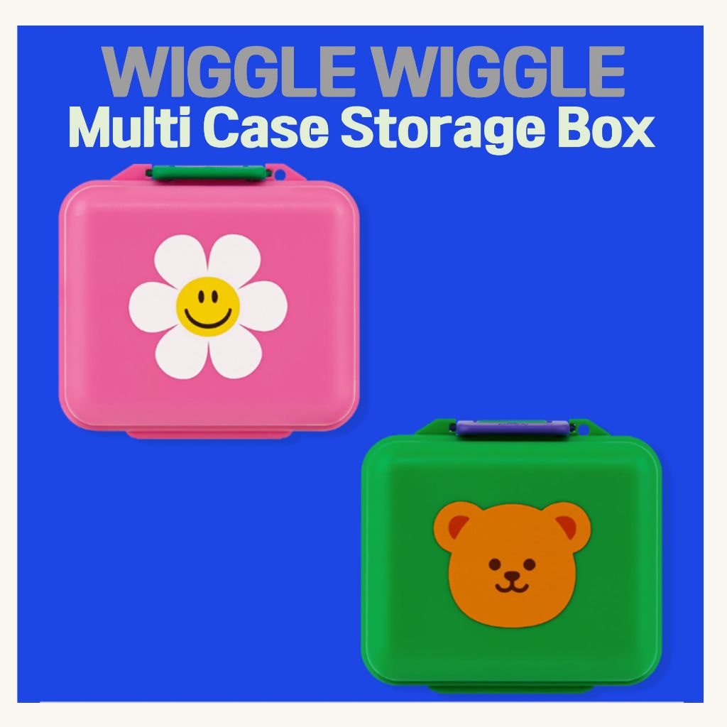 [WIGGLE WIGGLE] Multi Case กล่องเก็บของขนาดเล็กน่ารัก Travel Pill Case รวมสติ๊กเกอร์ DIY, Mini Storage Case Travel Pill Box, Portable Travel Pill Box Small Organizer
