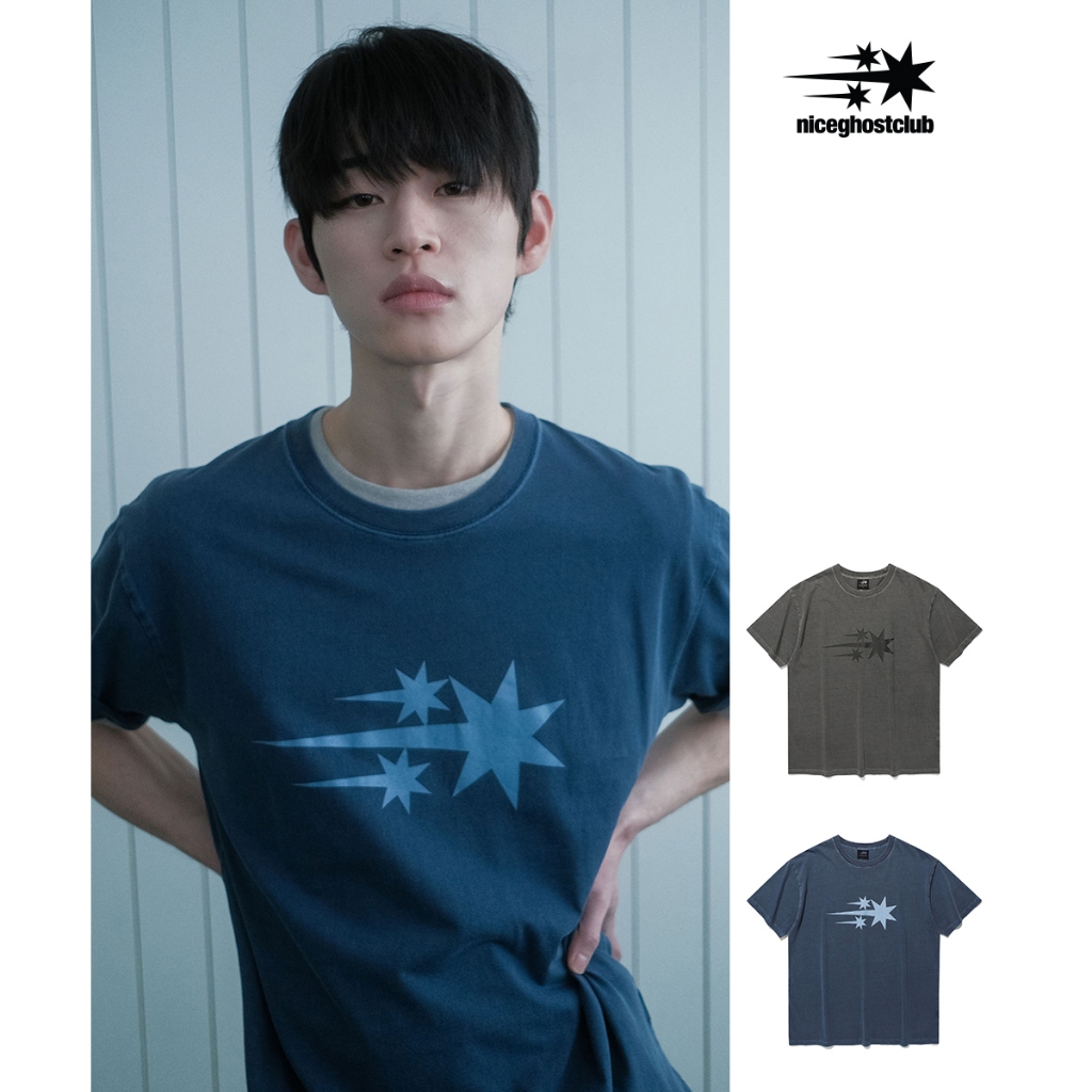 [niceghostclub] 3STAR SYMBOL PIGMENT TEE_สไตล์เกาหลี