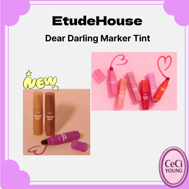 [Etude]Olive Young/ Dear Darling Marker Tint, Water Lip Tint (12 สี)/ Korean Lip Tint / Vibrant Color