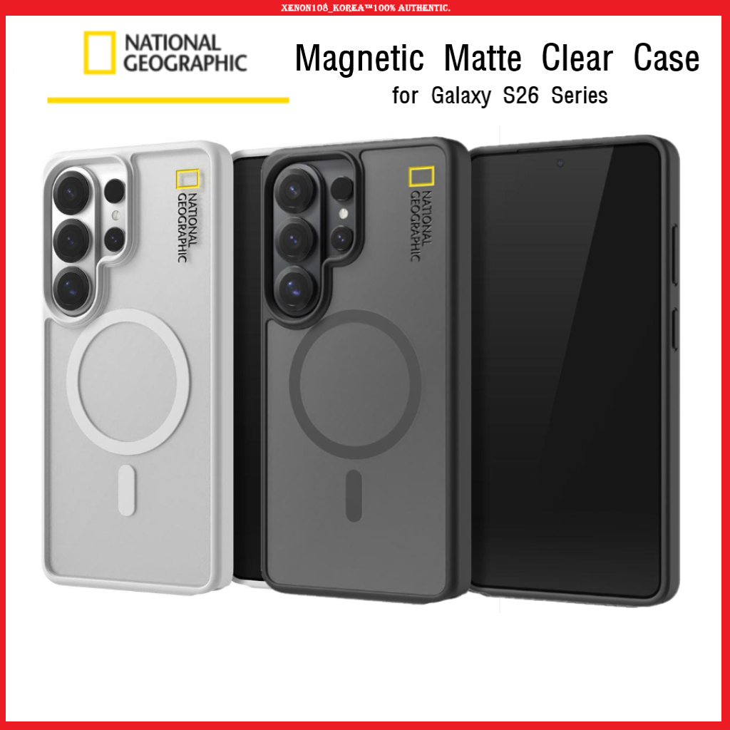(National Geographic) Magnetic Matte Clear Case สําหรับ Galaxy S26 Series | เคสชาร์จไร้สาย