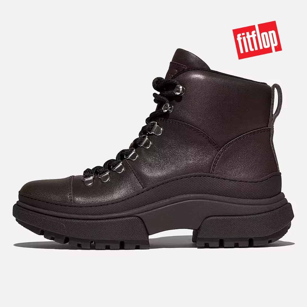 [FitFlop] Wylder Leather Hiker Lace Boots สีน้ําตาลช็อคโกแลต / สตรี