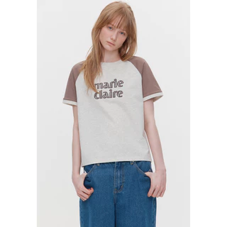 [ MARIE CLAIRE ] เสื้อยืดแขนสั้น Colorblock Patch Raglan (MAGBTS02MPK) 3COLOR korea แท้ 100%