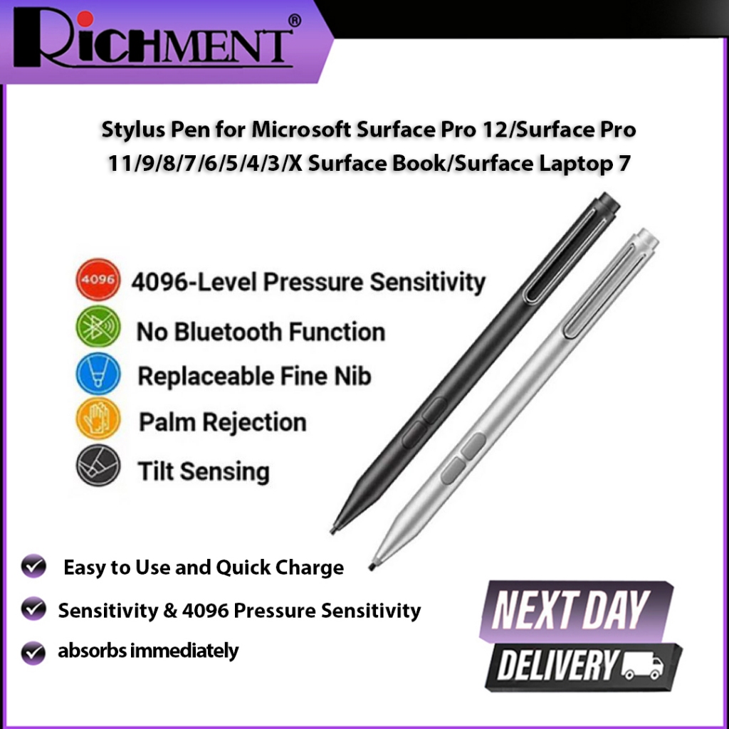 ปากกาสไตลัสสําหรับ Microsoft Surface Pro 12/Surface Pro 11/9/8/7/6/5/4/3/X Surface Book/Surface Lapt