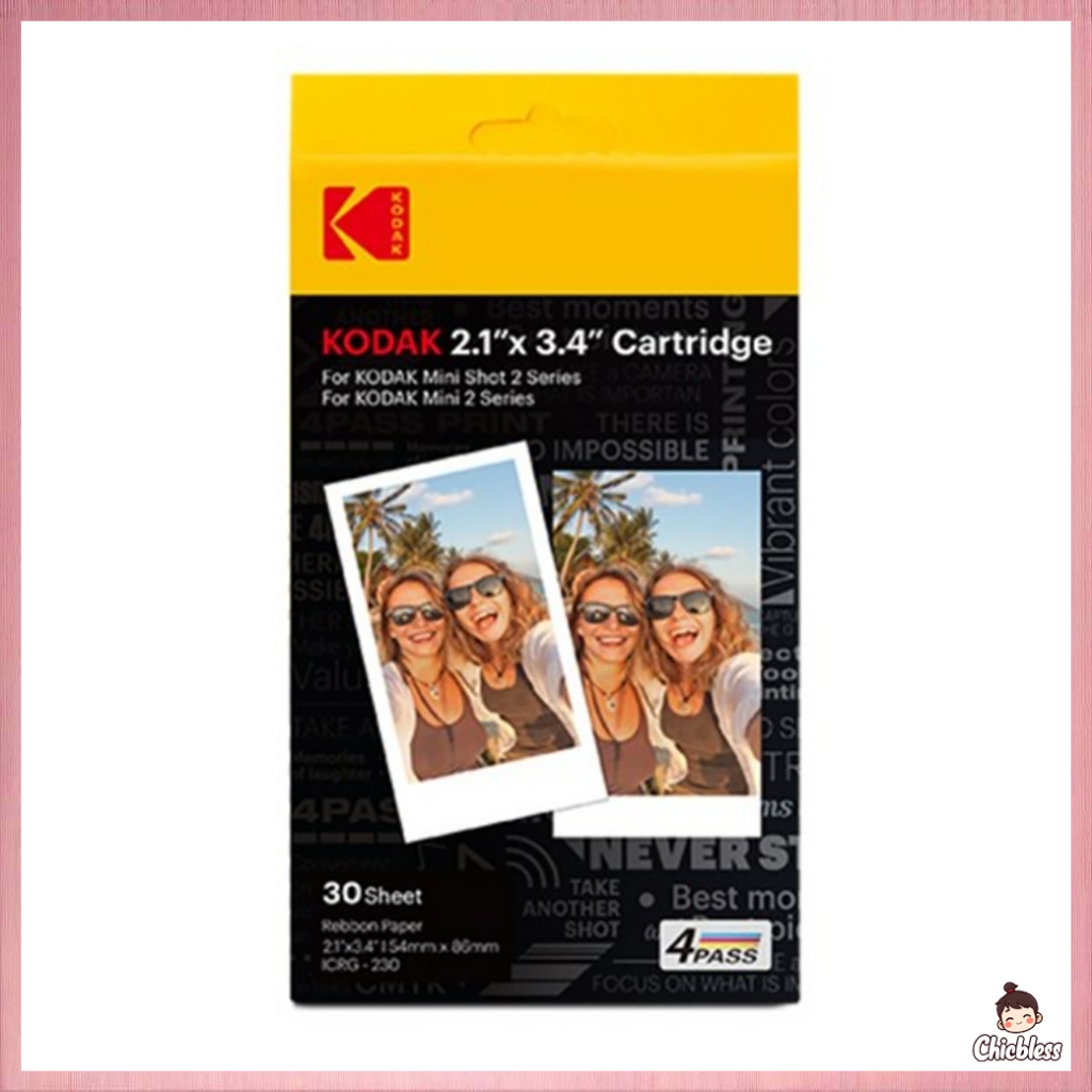 [2 ตลับ] ตลับรูปภาพ Kodak Mini 2 / Mini Shot 2 2.1 x 3.4 นิ้ว | ตลับหมึกภาพทันทีกระดาษเครื่องพิมพ์ภาพขนาดเล็ก