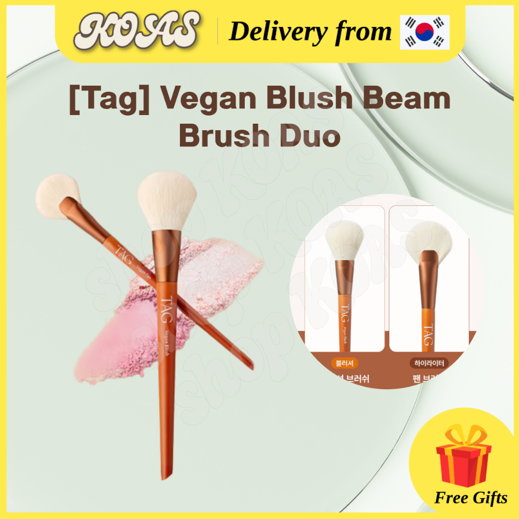 [TAG] Vegan Blush Beam Brush Duo, Blusher & Highlight Brush