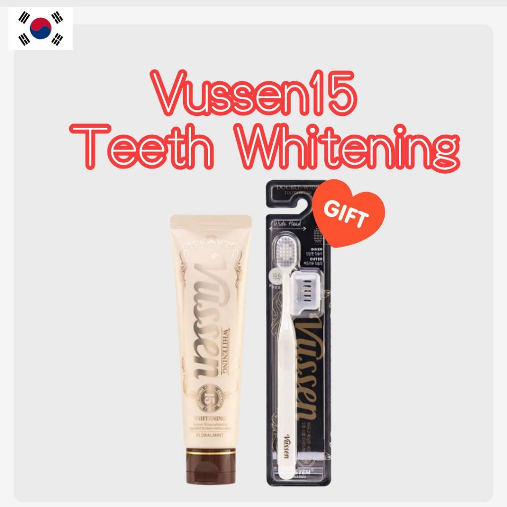 Vussen ยาสีฟันฟอกฟันขาวแบรนด์เกาหลี 80g + ชุดแปรงสีฟันกว้าง