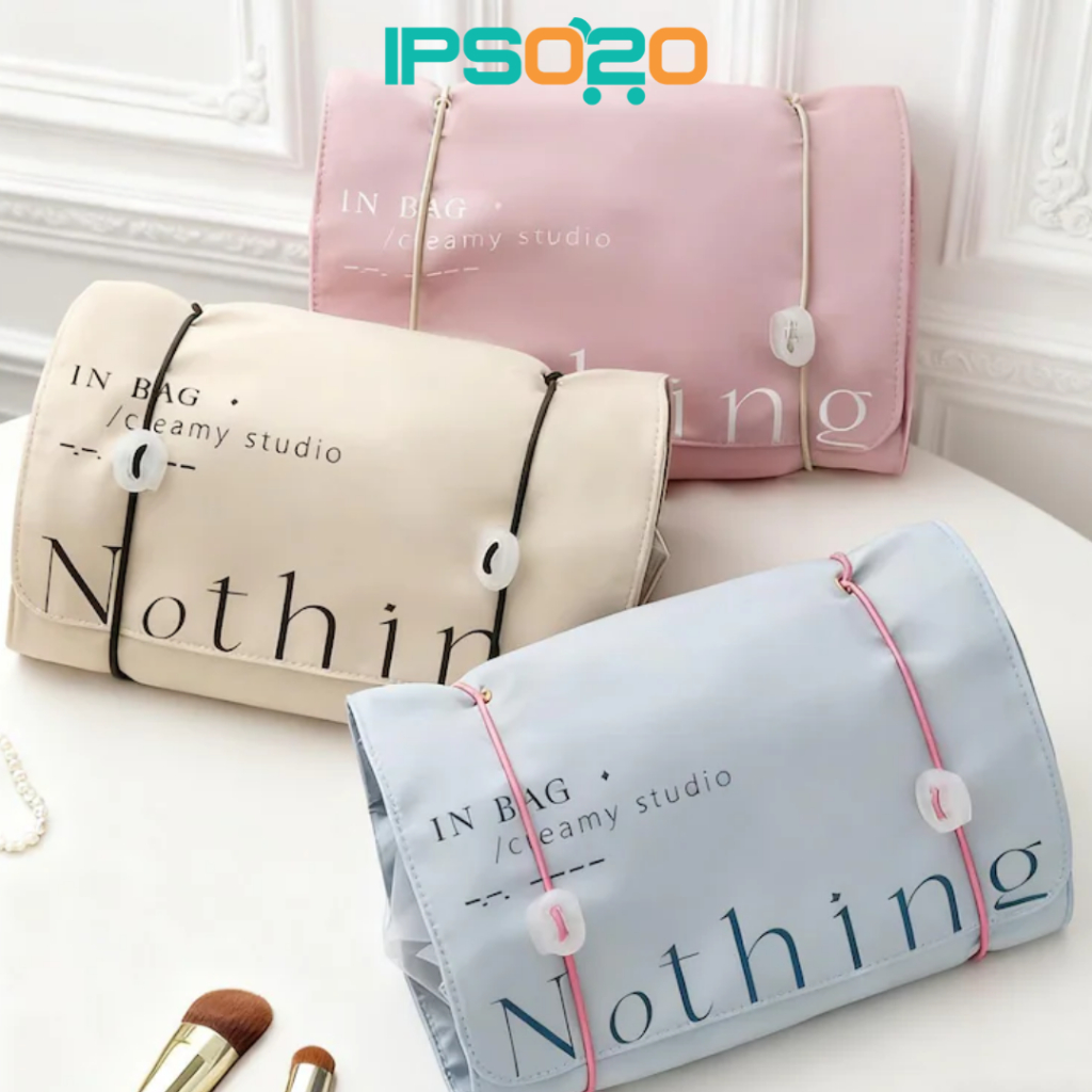 O2O ไม่มีอะไร 4 ใน 1 กระเป๋าเดินทางแบบพับได้กระเป๋าเก็บเครื่องสําอางความจุขนาดใหญ่ที่ถอดออกได้แต่งหน