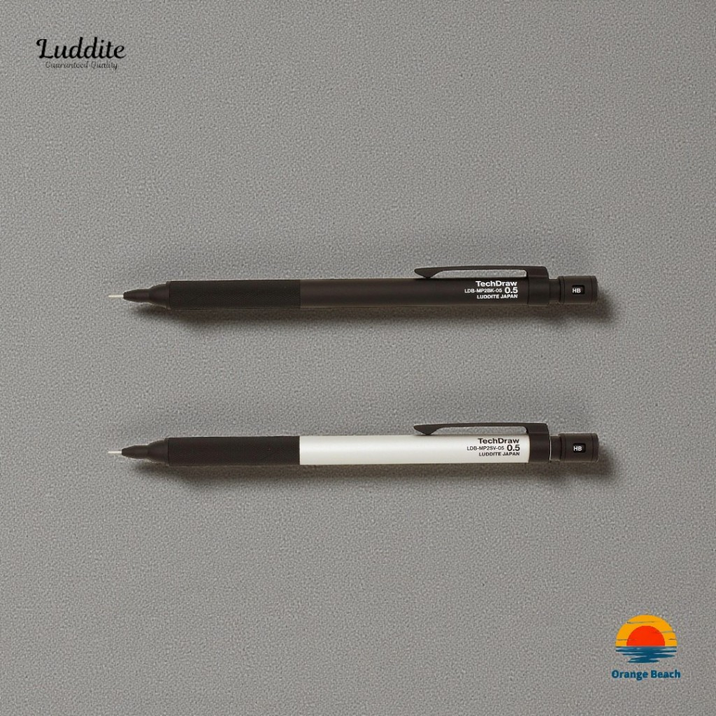 LUDDITE TechDraw2 ดินสอกดเขียนแบบ/LDB-MP2BK SV/0.3mm 0.5mm/แขนจับท่อคงที่/กริปโลหะ/ญี่ปุ่น