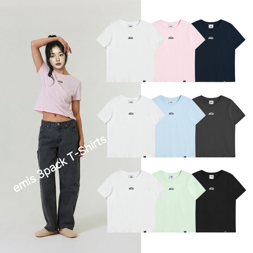 เสื้อยืดยอดนิยมสไตล์เกาหลีจากแบรนด์ Emis - ขายเป็นเซต 3 ตัว