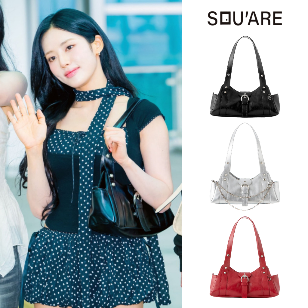 [fromis_9 Park Jiwon Pick!] SQUARELINE Nozia กระเป๋าสะพาย ขนาด 32 ซม. จากหนังสังเคราะห์มันวาว
