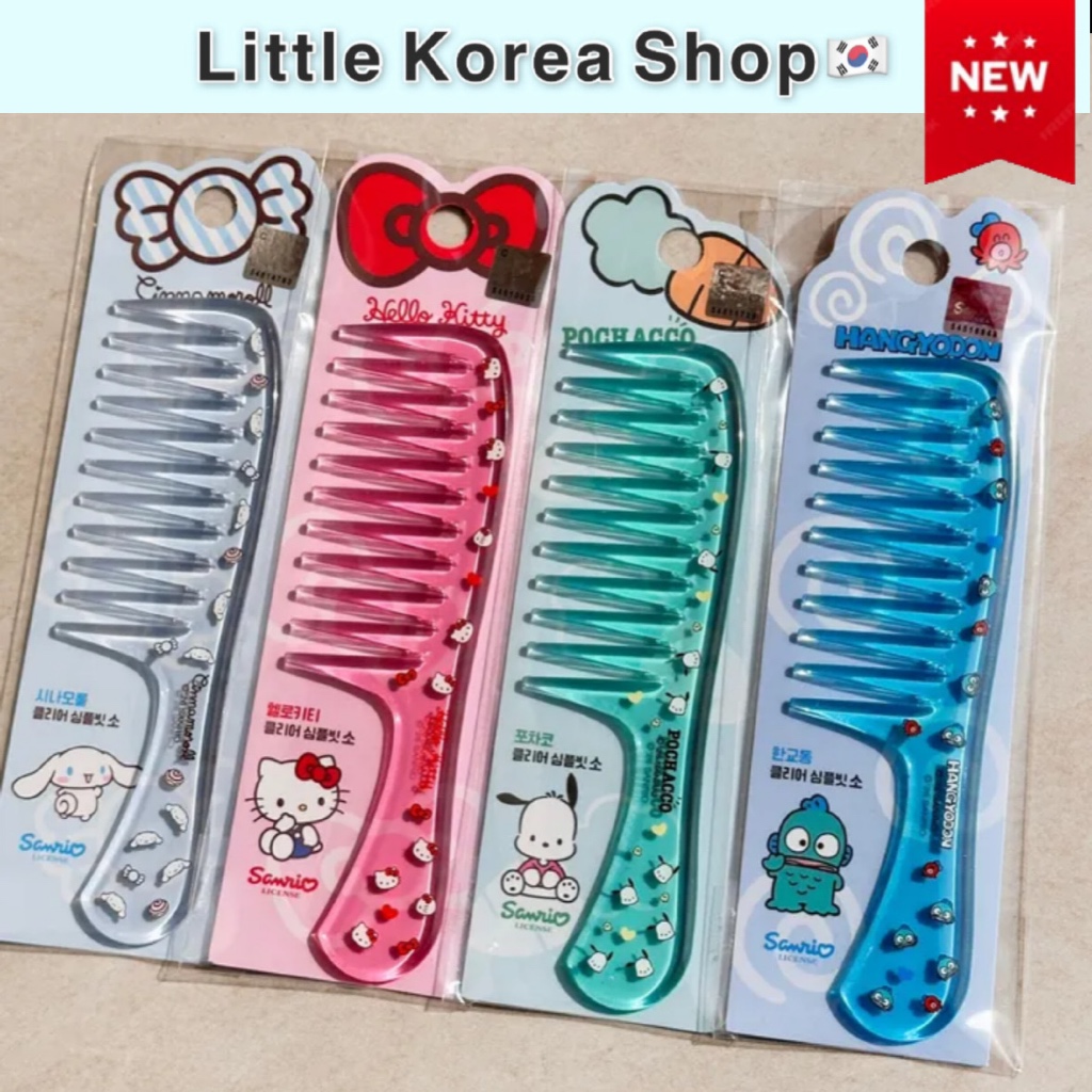 [Sanrio] 2026 สินค้าใหม่ หวีผมเรียบง่ายของแท้ หวีใส หวีผม - ไซส์ S / Hello Kitty, Cinnamoroll, Pochaco, Hangyodong
