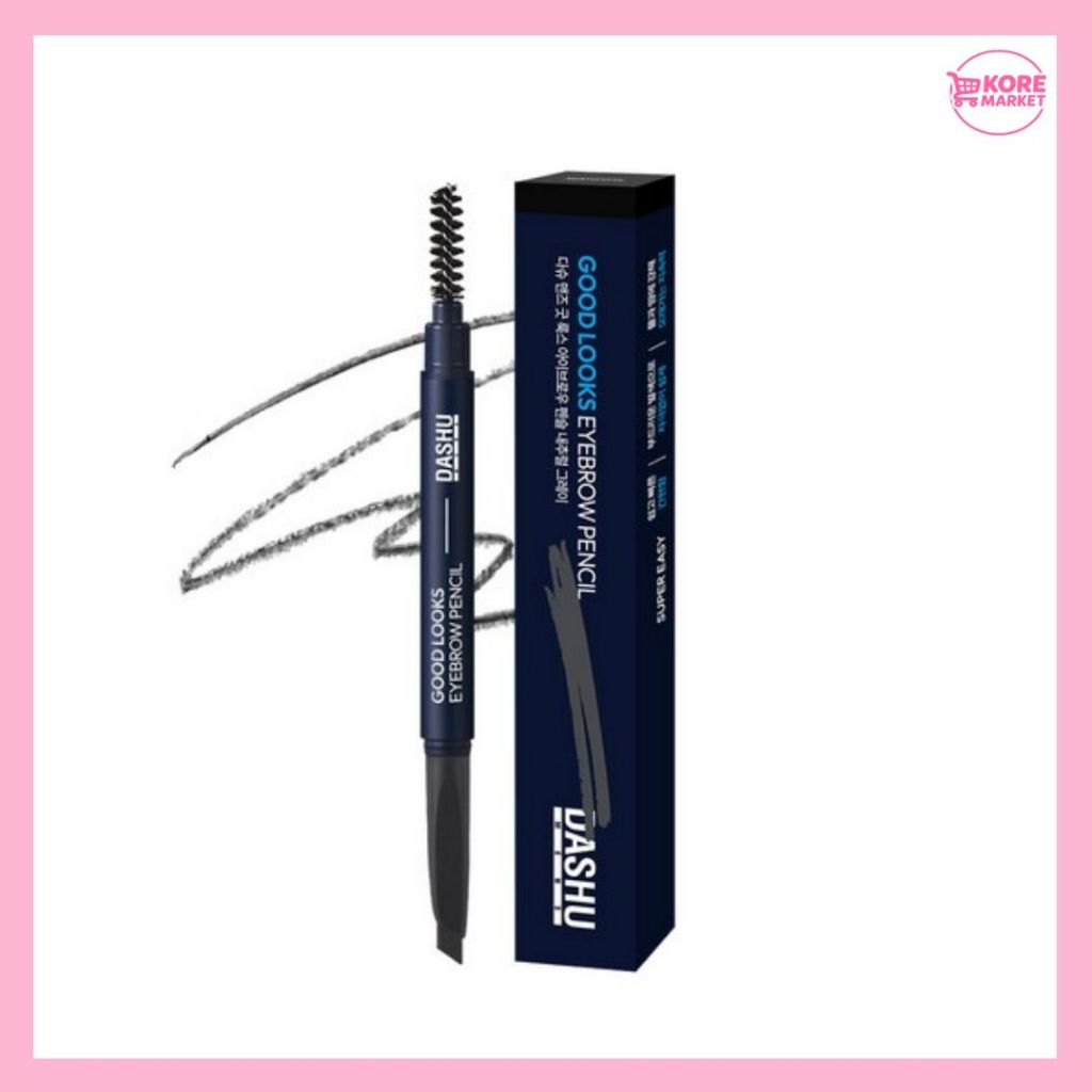 DASHU MENS GOOD LOOKS EYEBROW PENCIL – สีดํา/เทาธรรมชาติ, SPOOLIE