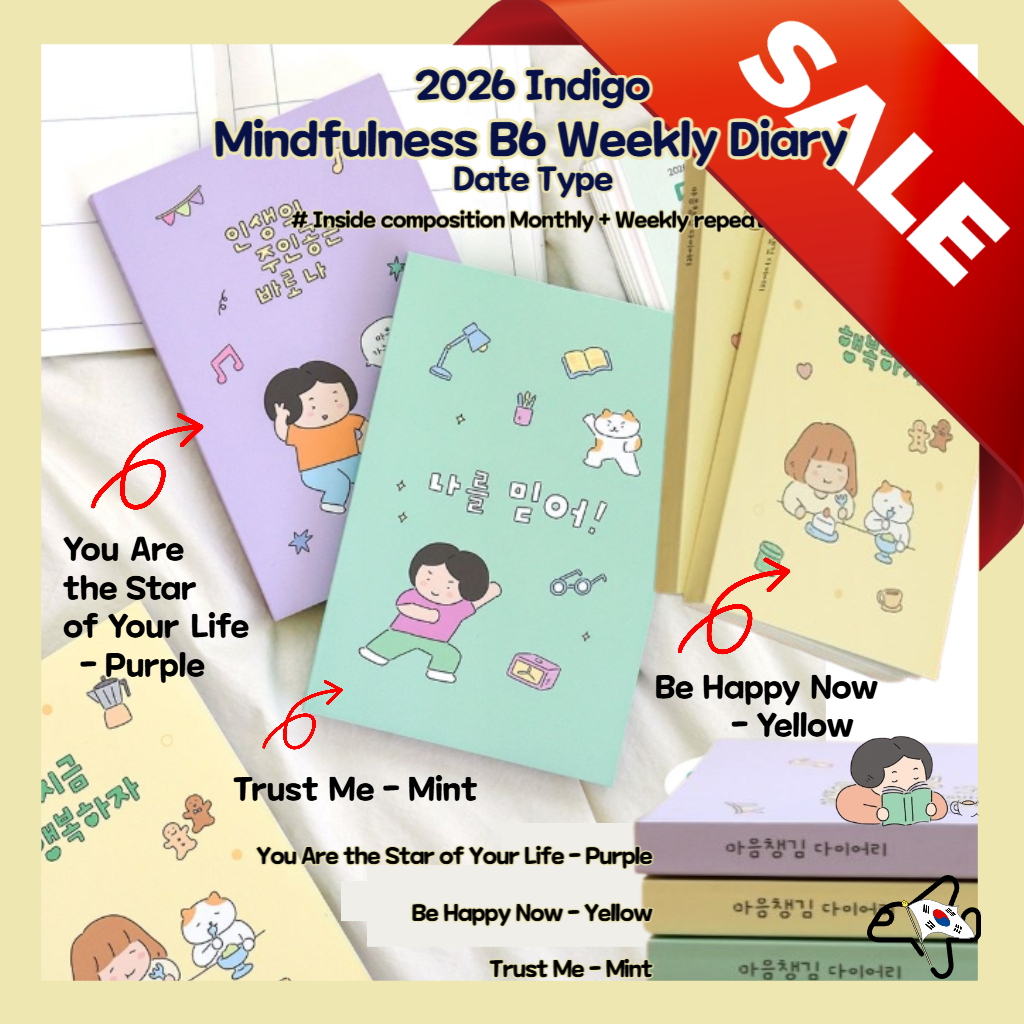 2026 Indigo Diary Mindfulness B6 Weekly Diary Date Type/2026 ไดอารี่วางแผนเกาหลี/2026 Planner/ 2026 