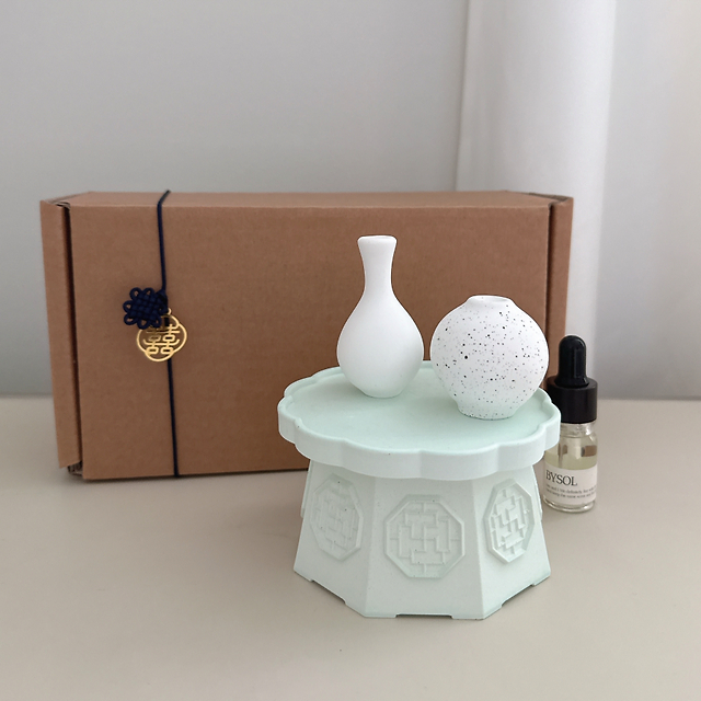 [BYSOL]Moon Jar Ceramic Soban Object Diffuser Set