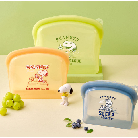 [Official LocknLock] Peanuts Snoopy Premium Silicone Reusable Bag (3P Set) - เก็บอาหารเป็นมิตรกับสิ่