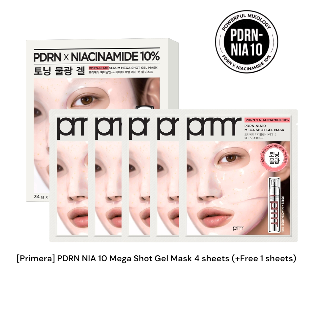 [Primera] PDRN NIA 10 Mega Shot Gel Mask 4 แผ่น (+ฟรี 1 แผ่น)/K-Beauty