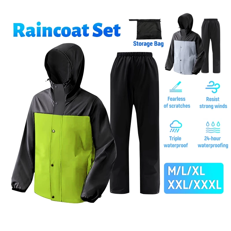 ชุดเสื้อกันฝนผู้ใหญ่ กันน้ำกันลม สำหรับมอเตอร์ไซค์และจักรยาน thumbnail 4