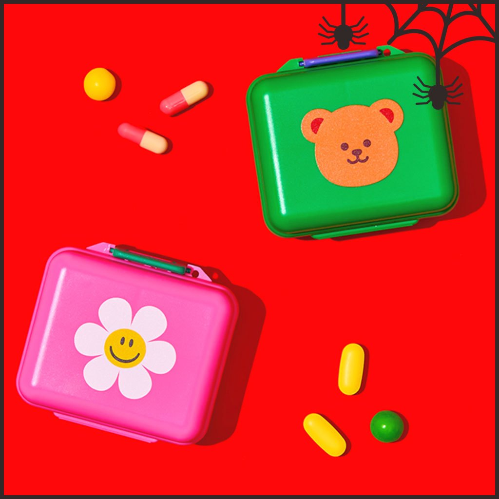 WIGGLE WIGGLE Weekly Pill Organizer แบบพกพากรณียา Travel กล่องวิตามินกรณีรายสัปดาห์กล่องยากรณีวิตามิน Travel กล่องยา