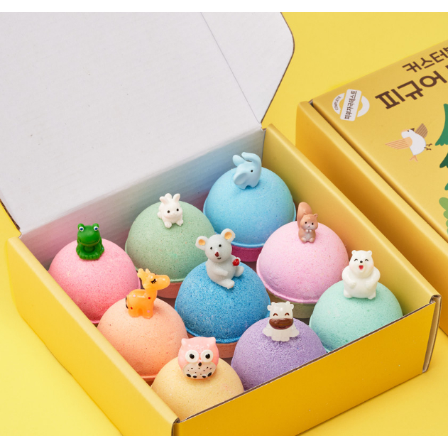 [Custable] Forest Animal Figure Bath Bomb Set 9 ชิ้น 630g Kids Bubble Bath Fizzy Bath Bomb Gift Set