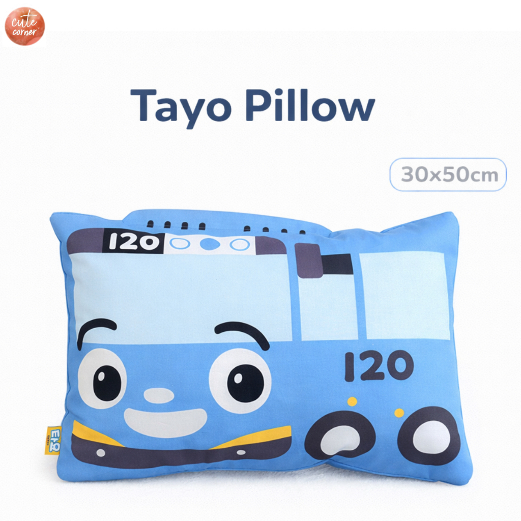 [MADE IN KOREA] Tayo Bus Kids Pillow 30x50cm Cotton Cover Soft Sleeping Pillow (1 Set)