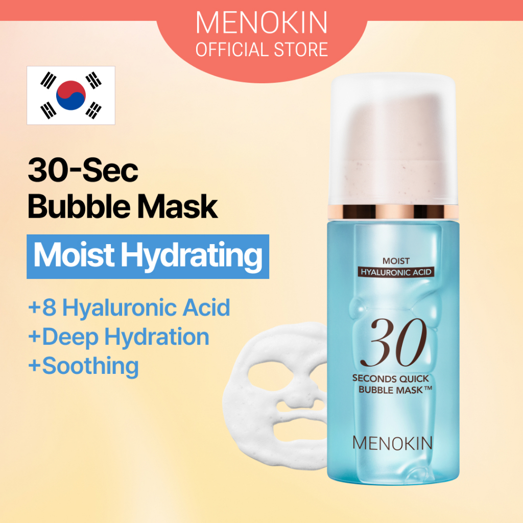 [MENOKIN] 30-Sec Bubble Mask มาสก์ฟอง30วิ 95ml (MOIST) 8 Hyaluronic Acid, Hydrating Korea Face Mask