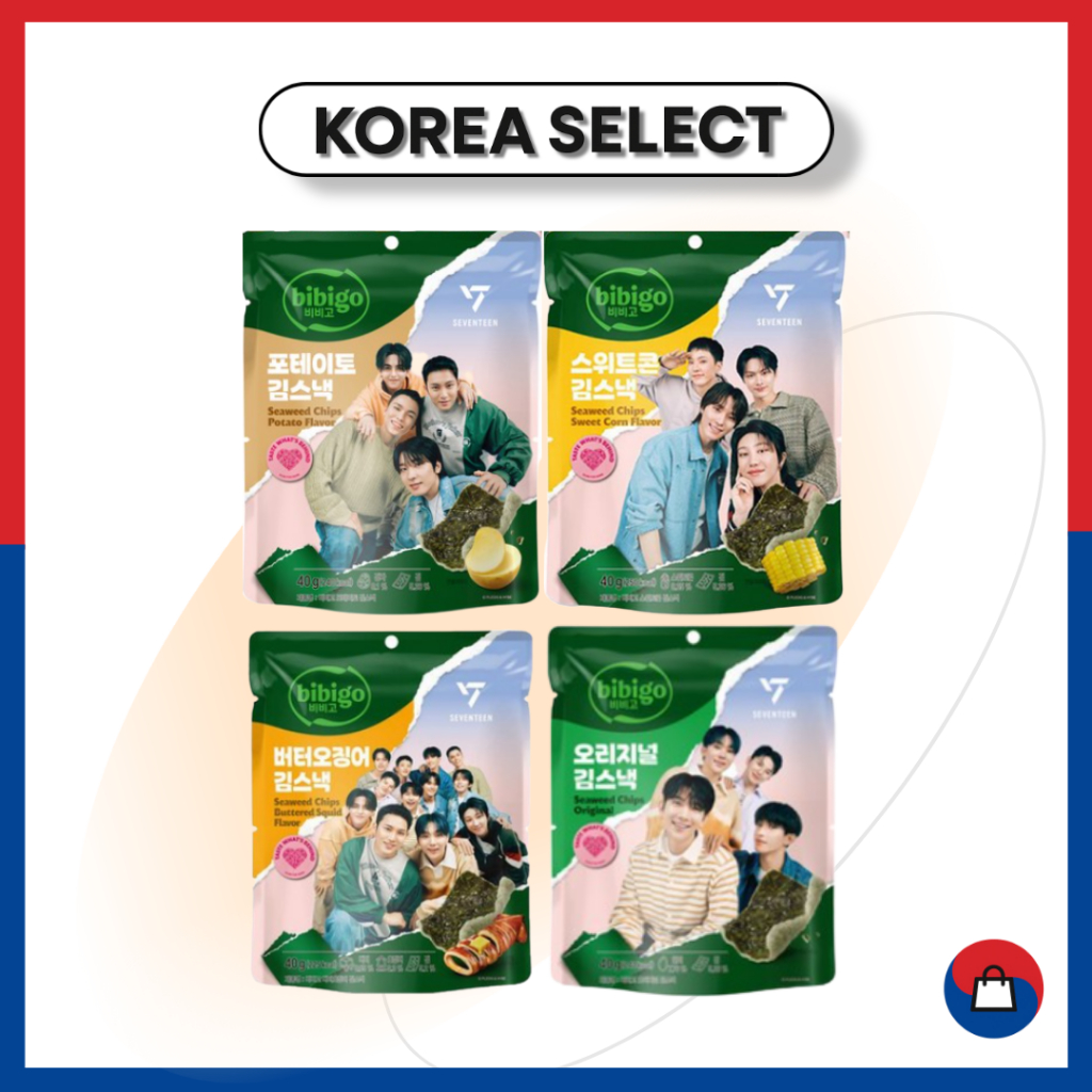 BIBIGO [BIBIBIGO X SEVENTEEN] สาหร่ายเกาหลีชิป 40g (ต้นตํารับ / ข้าวโพดหวาน / มันฝรั่ง / หมึกเนย)