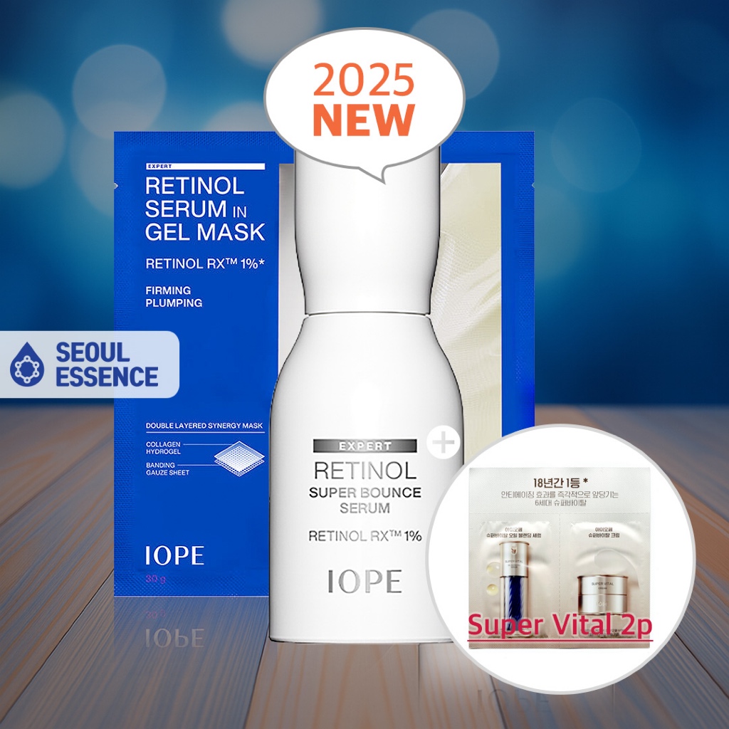 IOPE Retinol Super Bounce Serum / In Gel Mask 30g - Retinol 4X 1%, Skin Renewing, Skin Firming (2025 เวอร์ชันใหม่)