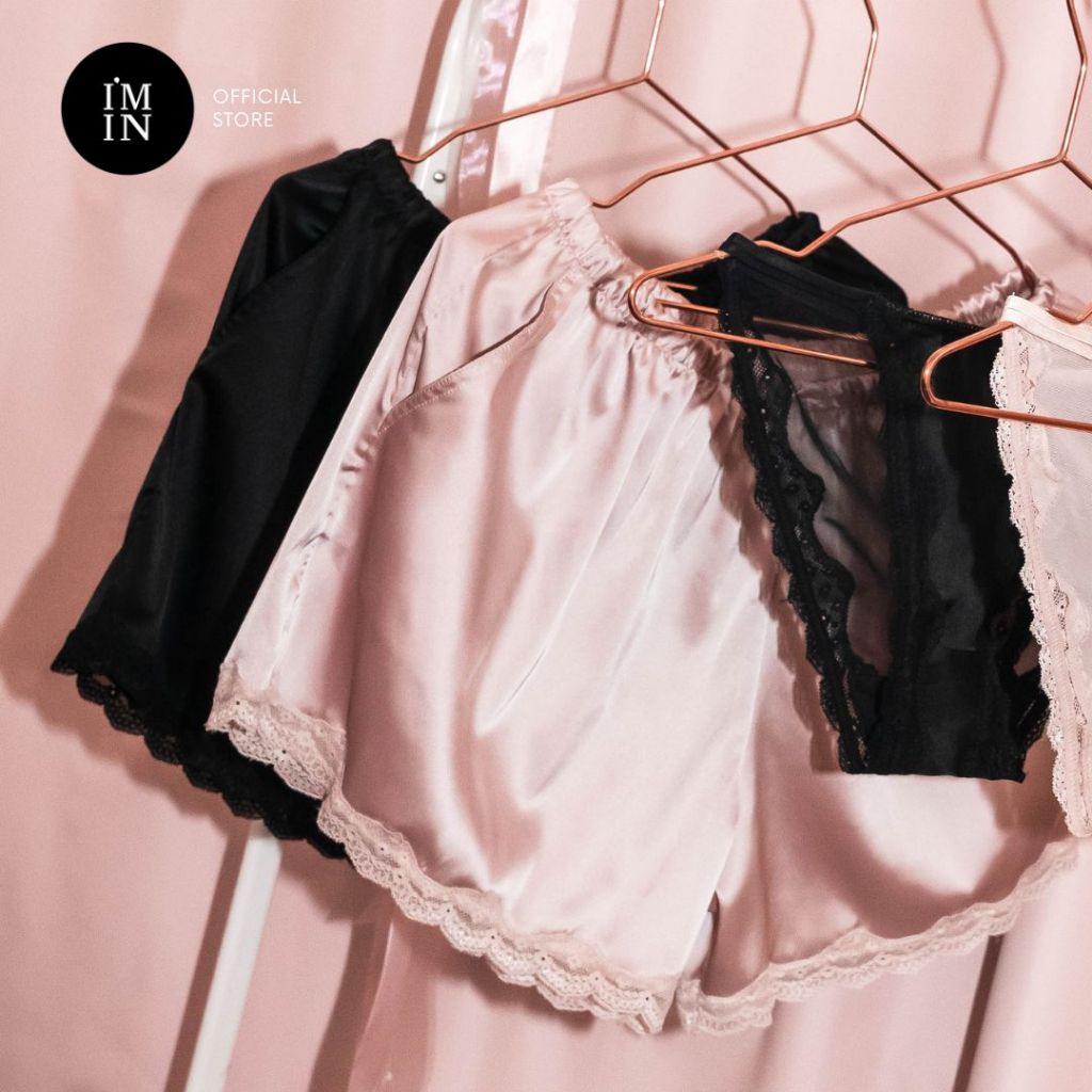 IM IN Soft Bloom Satin Lounge Shorts