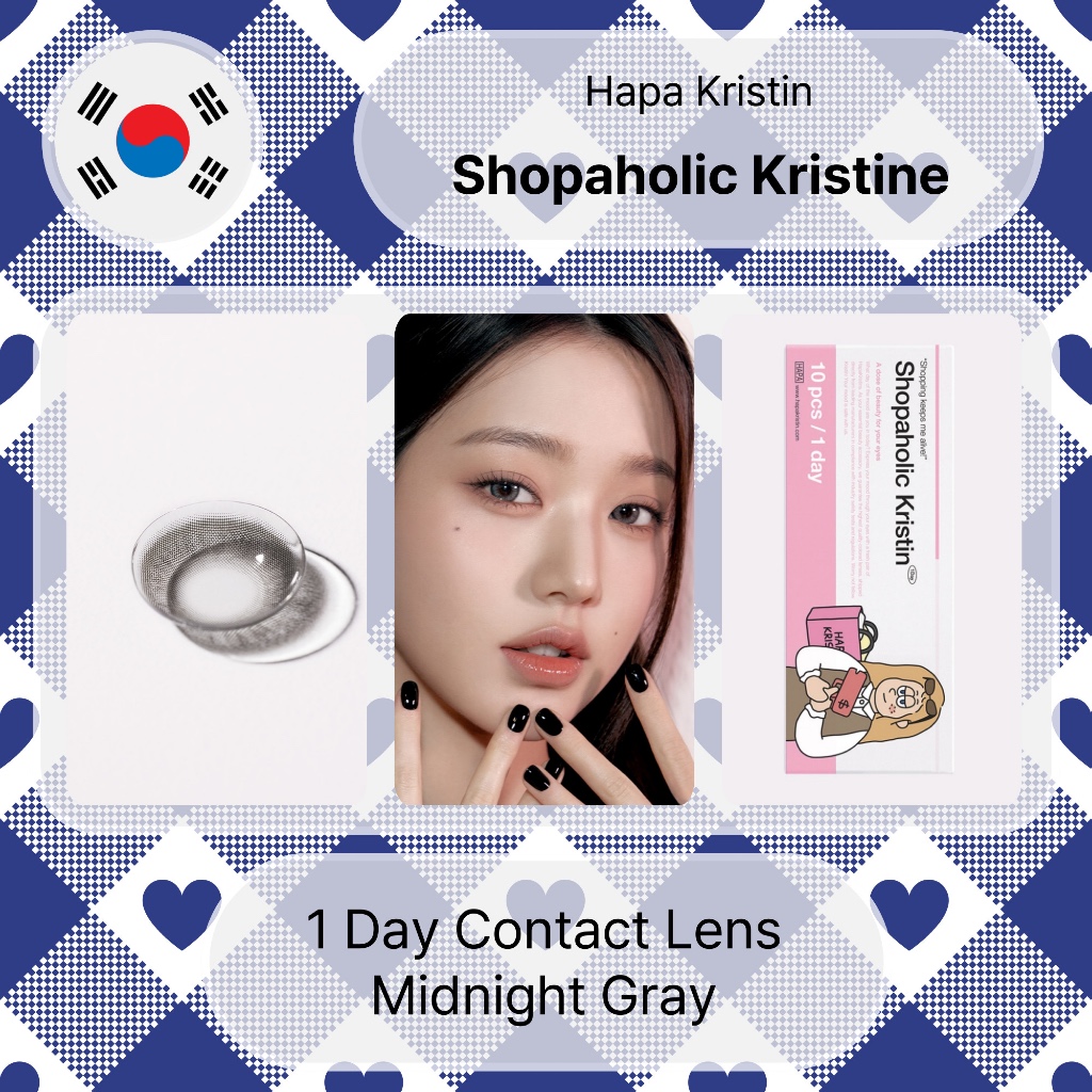 Hapa Kristin Shopaholic (Midnight Grey) คอนแทคเลนส์ 1 วัน 10P