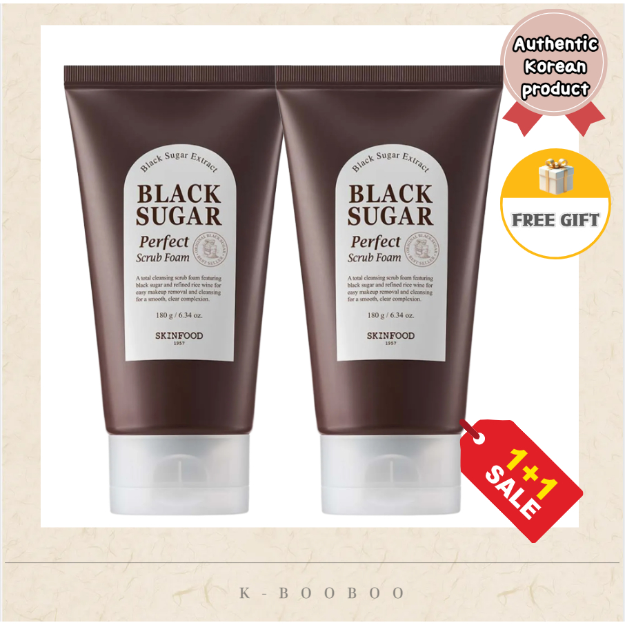 🖤 [SKINFOOD] โฟมล้างหน้าแบล็กชูการ์ สครับ 180g ×2 (เซ็ตพิเศษ 1+1)
