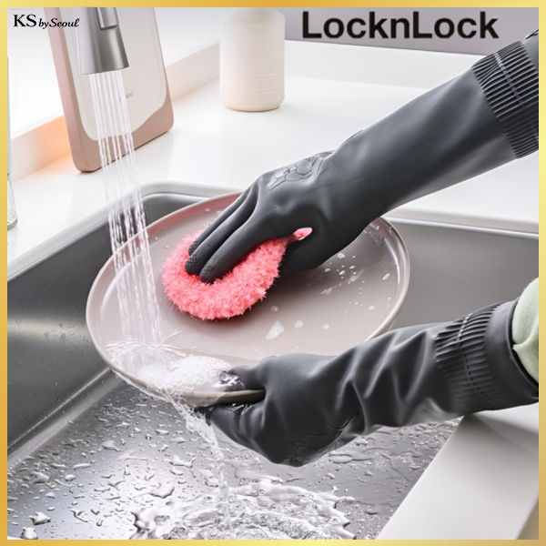 [LOCKnLOCK] ถุงมือทําความสะอาดน้ํายางรายวันตะขอแขวนถุงมือครัวยางถุงมือกันลื่น LocknLock