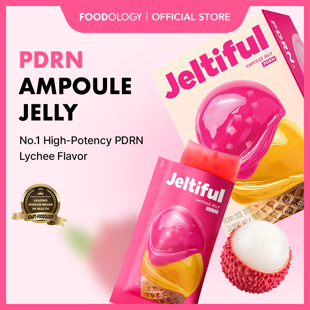 [FOODOLOGY Official] [เดี่ยว] Jeltiful PDRN Ampoule Jelly 22g x 10 ซอง | พีดีอาร์เอ็น 500มก | ความบริสุทธิ์สูง PDRN l Lychee Flavour Ampoule Jelly