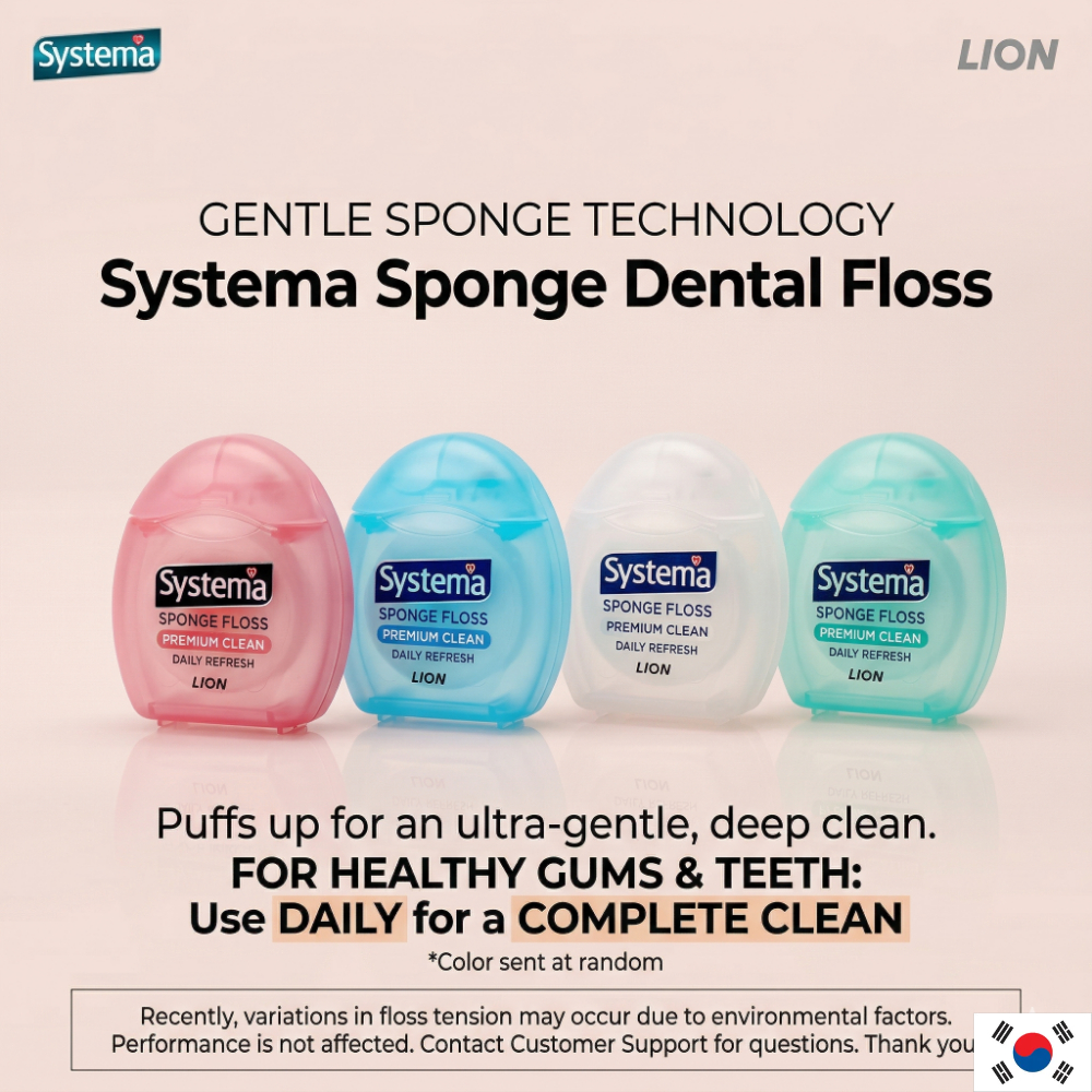 [Lion Korea] Systema Sponge Dental Floss 40m | เจนเทิลกัม แคร์ | ไหมขัดฟันขยายนุ่ม (สุ่ม)