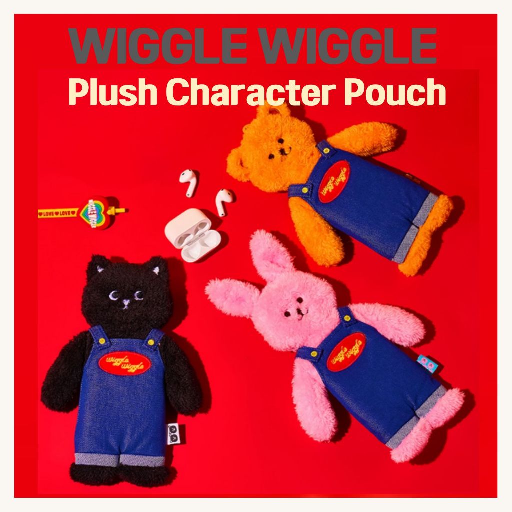 [Wiggle Wiggle] กระเป๋าตัวละครผ้ากํามะหยี่ | กระเป๋ามินิหมีกระต่ายแมวน่ารัก | AirPods Coin Key Pouch, Plush / Character / Pouch/กระเป๋าน่ารักเกาหลี