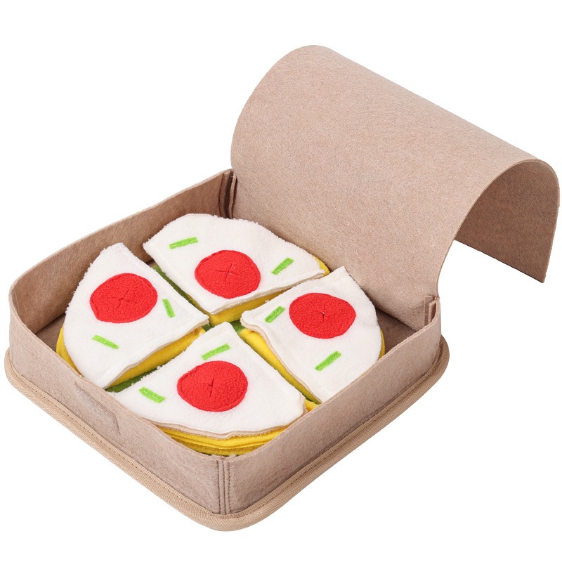 Doglemi Pizza Box Snuffle Puzzle Plush สําหรับสุนัขและแมวสัตว์เลี้ยง