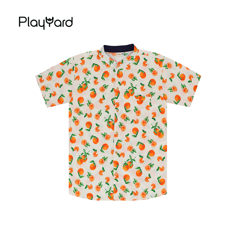 CNY Men เสื้อเชิ้ตคอจีน - Tangerine (สีขาว)