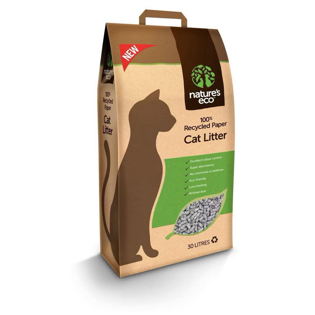 Natures Eco Recycled Paper Cat Litter (30L)