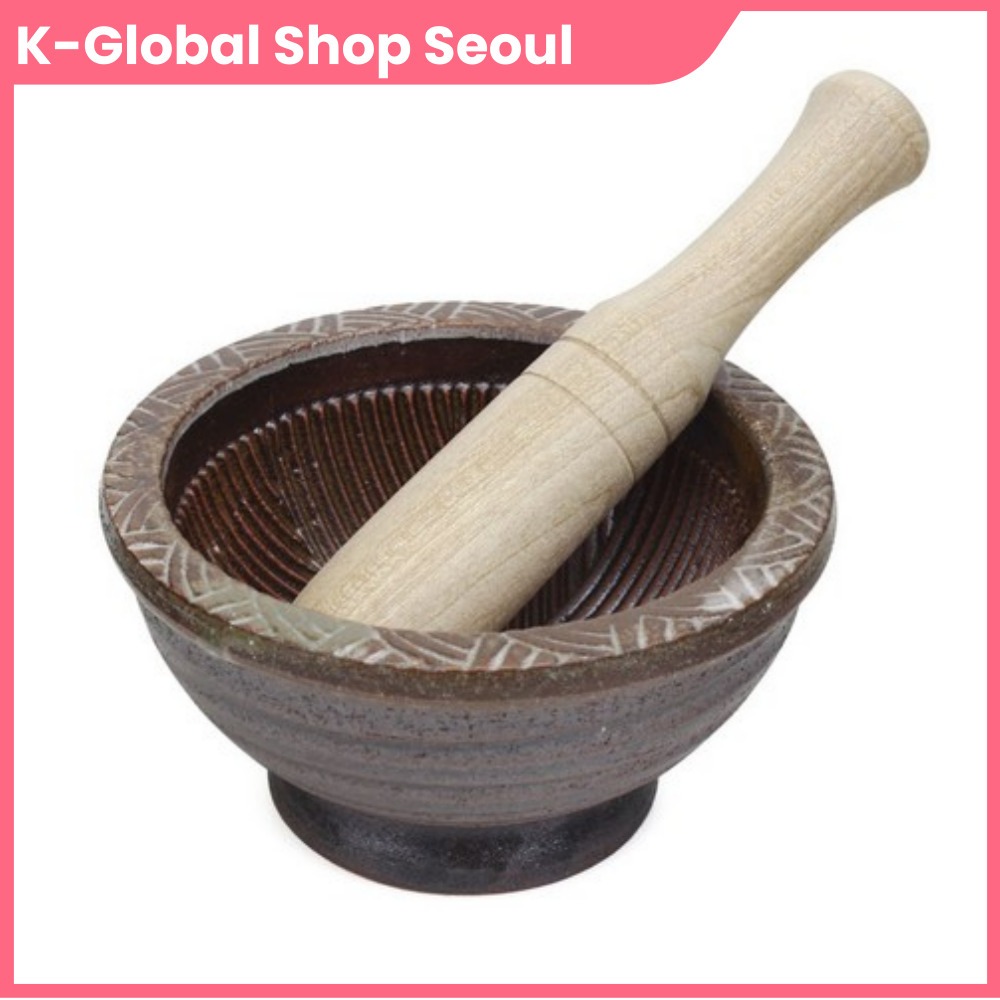 Rebenkuchen Yeoju Ceramic Mini Mortar & Pestle Set / เครื่องบดกระเทียมงา / เครื่องมือครัวเกาหลี