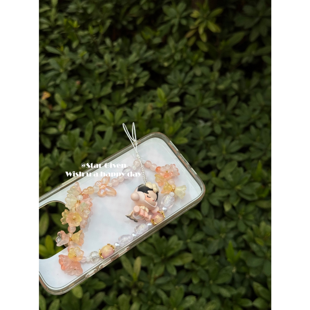 Popmart popbean skull panda โทรศัพท์ charm strap พวงกุญแจแขวนตกแต่ง