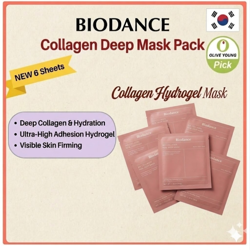 [BIODANCE] Collagen Real Deep Mask Pack (6 แผ่น) Hydrating Firming Facial Sheet Mask K-Beauty Olivey