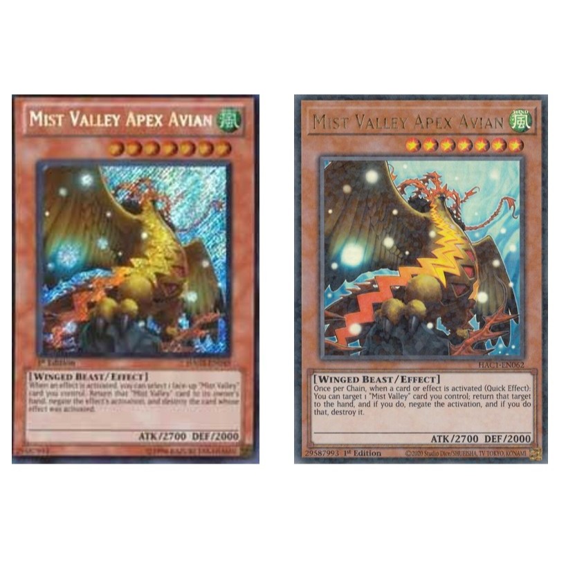 ภาษาอังกฤษ Yugioh Card Mist Valley Apex Avian - HA02-EN049 SE / Mist Valley Apex Avian - HAC1-EN062 