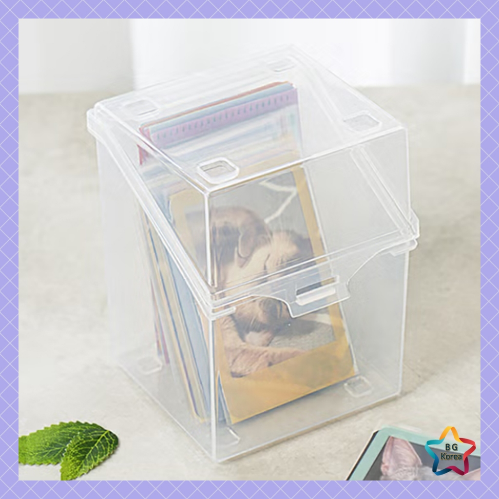 Photocard Toploader Storage Box K-pop Card Organizer Stackable Case