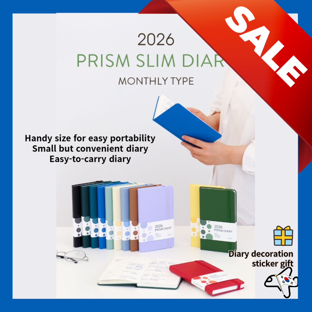 INDIGO 2026 DIARY SLIM PRISM DIARY/Prism Slim ไดอารี่รายเดือน/ 2026 ไดอารี่ชนิดโน๊ตบุ๊ค/ไดอารี่เกาหล