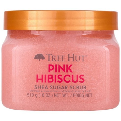 Tree Hut Tree Hut Shea Sugar Body Scrub กลิ่นชบาสีชมพู 510g ความจุสูง Exfoliating Moisturizing Scrub