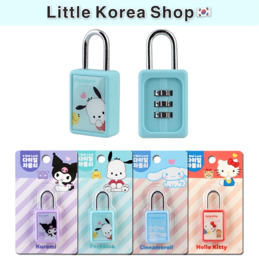 SANRIO [ซานริโอ] ล็อคตัวเลขหน้าปัด 3 จังหวะ/ล็อคเกอร์/ล็อคจักรยาน/Cinnamoroll, Pochaco, Hello Kitty, Kuromi